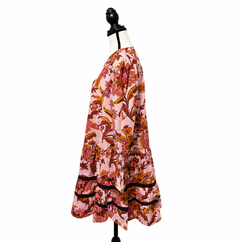 Tuckernuck Mini Dress Womens Small Pink Paisley Floral Print Sunset Chintz NWT - Picture 3 of 13